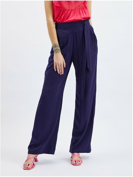 Orsay Тъмносин дамски панталон с широки крачоли ORSAY
