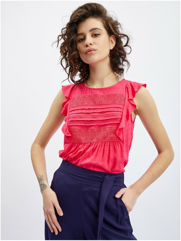 Orsay Тъмносин дамски панталон с широки крачоли ORSAY