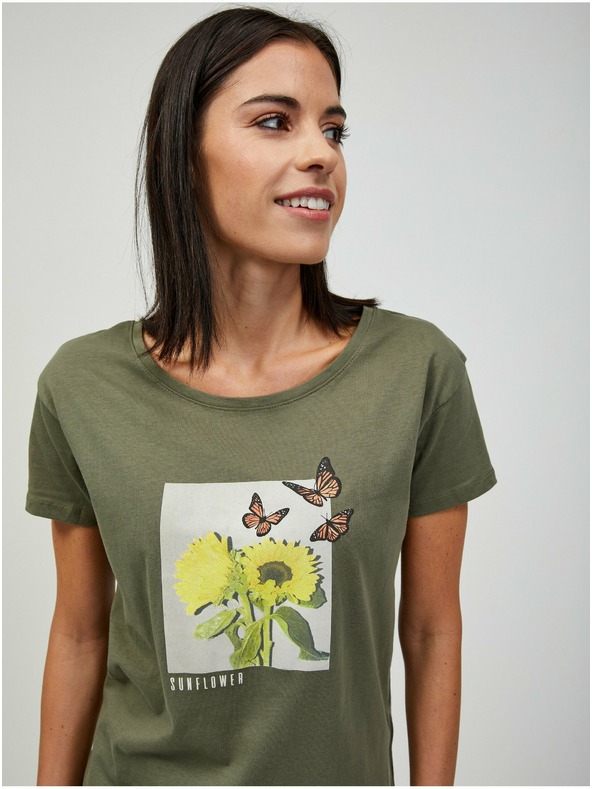 Orsay Каки тениска с принт ORSAY