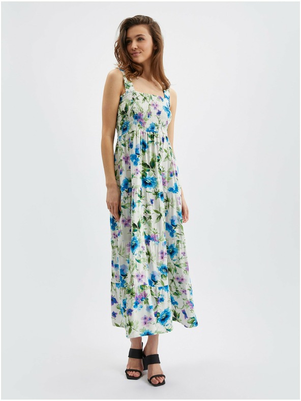 Orsay Синьо-кремава дамска рокля на цветя ORSAY