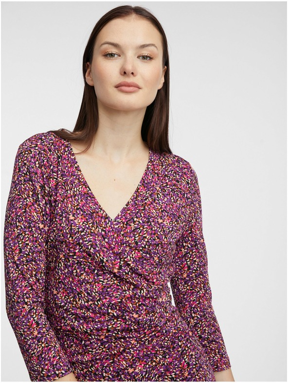 Orsay Лилава дамска рокля по тялото с десен ORSAY