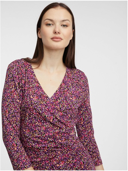 Orsay Лилава дамска рокля по тялото с десен ORSAY