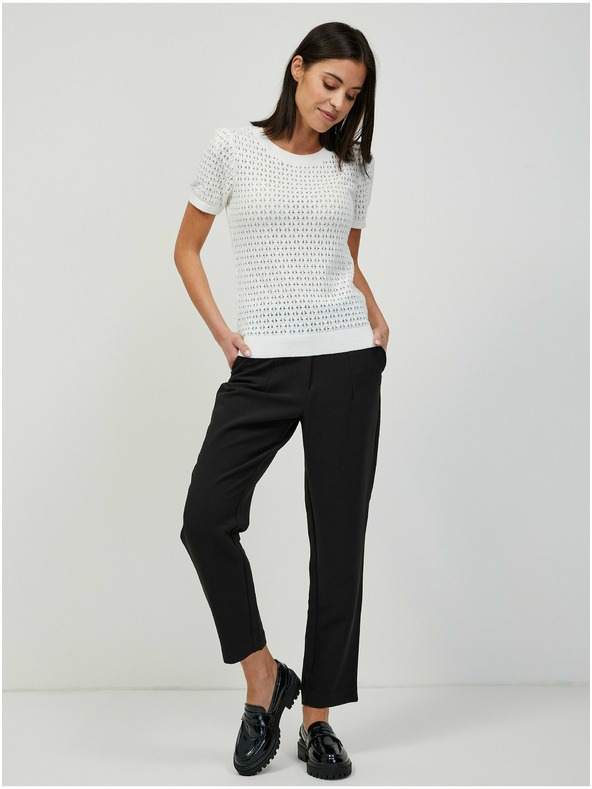 Orsay Бял перфориран суитшърт с къс ръкав ORSAY