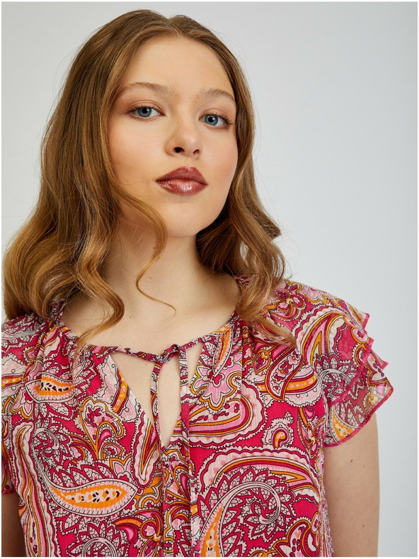 Orsay Червено-розова дамска блуза с десен ORSAY