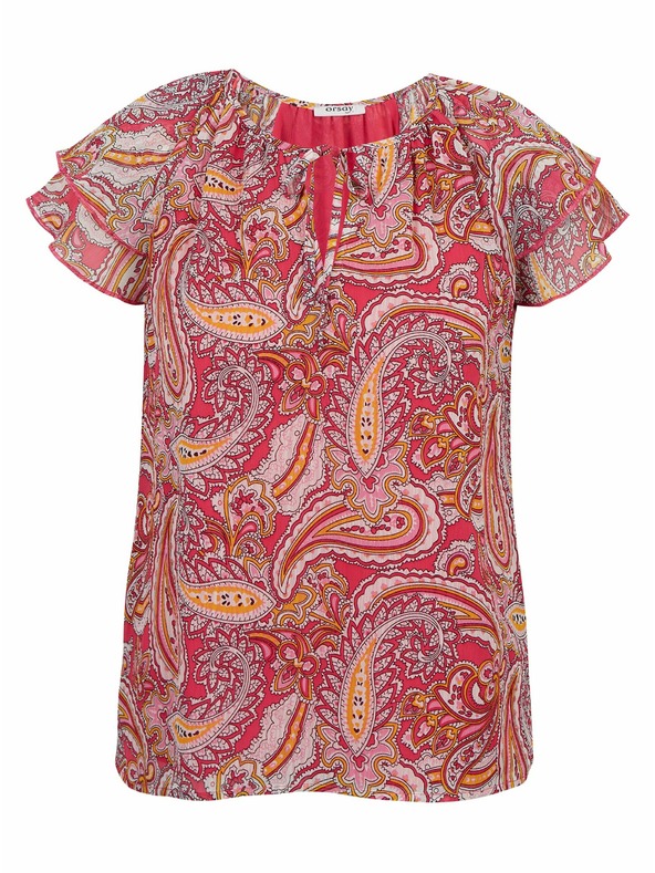 Orsay Червено-розова дамска блуза с десен ORSAY