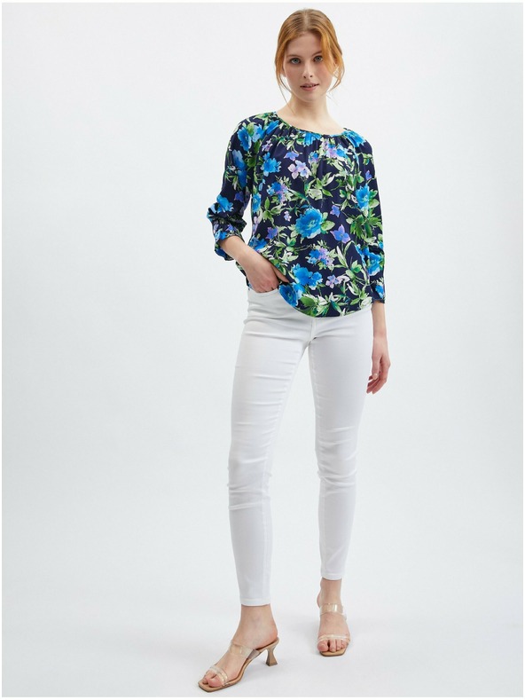 Orsay Тъмносиня дамска блуза на цветя ORSAY