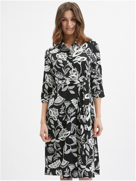 Orsay Черна дамска рокля на цветя ORSAY