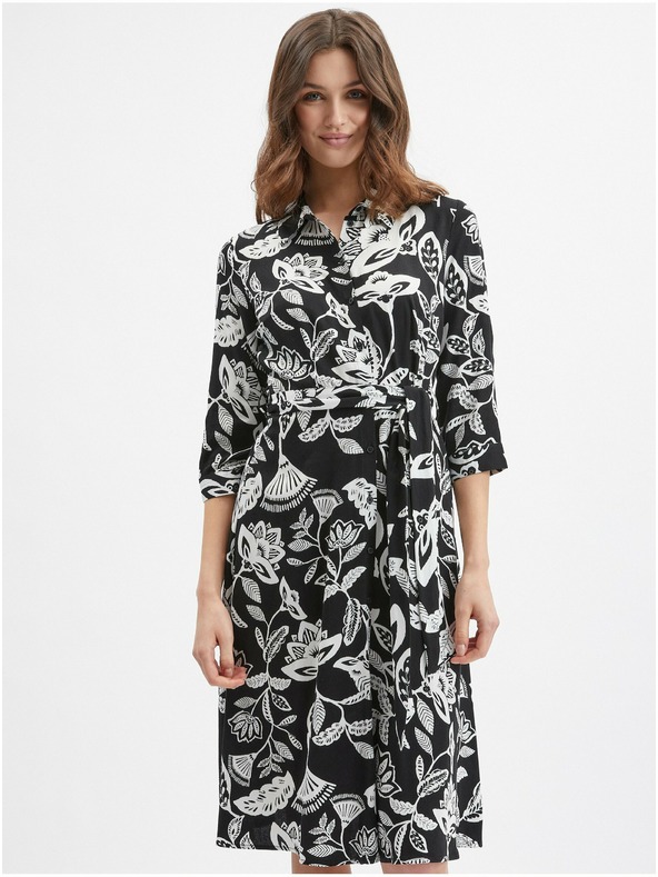 Orsay Черна дамска рокля на цветя ORSAY