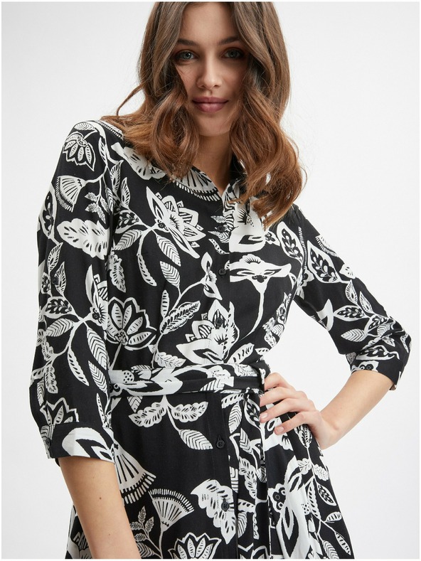 Orsay Черна дамска рокля на цветя ORSAY