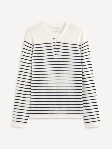Celio Син и бял мъжки раиран пуловер Celio