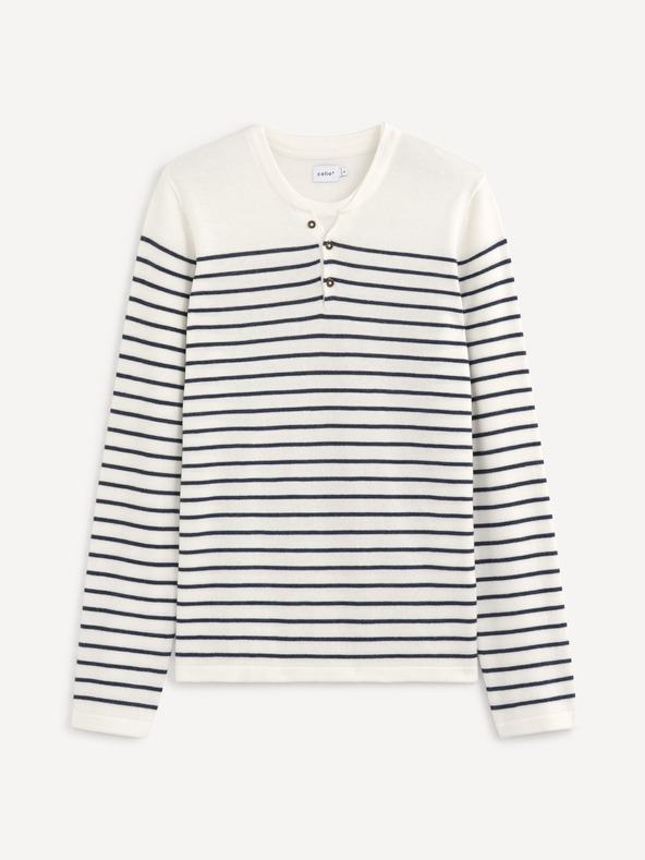 Celio Син и бял мъжки раиран пуловер Celio