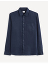 Celio Тъмносиня мъжка ленена риза Celio Baflax