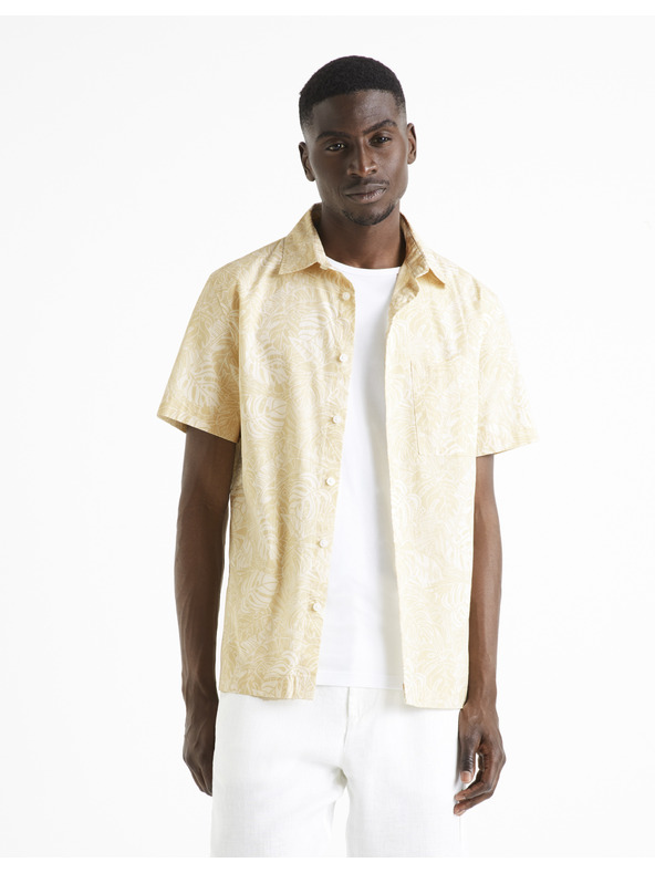 Celio Бежова мъжка риза с шарки Celio Daprinti