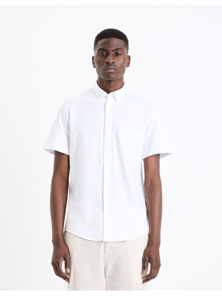 Celio Бяла мъжка риза с къс ръкав Celio Barik