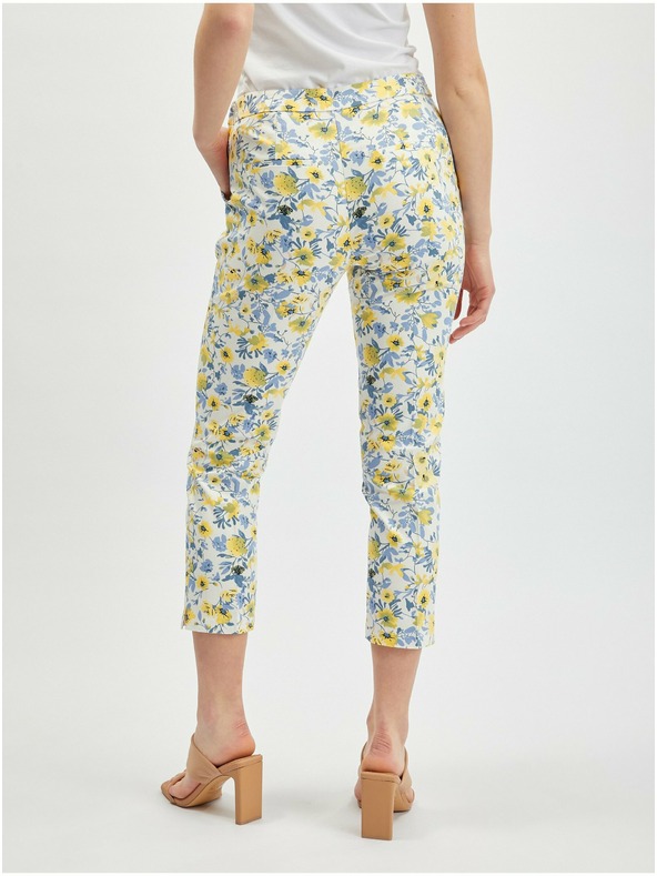Orsay Жълто-бял дамски къс панталон на цветя ORSAY
