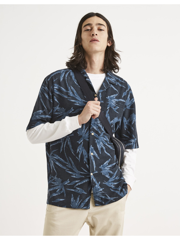 Celio Синя и черна мъжка риза с шарка Celio Tallinnpal