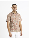 Celio Кафяво-кремава мъжка риза с шарки Celio Daprint