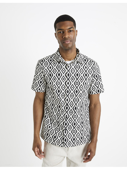 Celio Черно-бяла мъжка риза с шарки Celio Daprinta