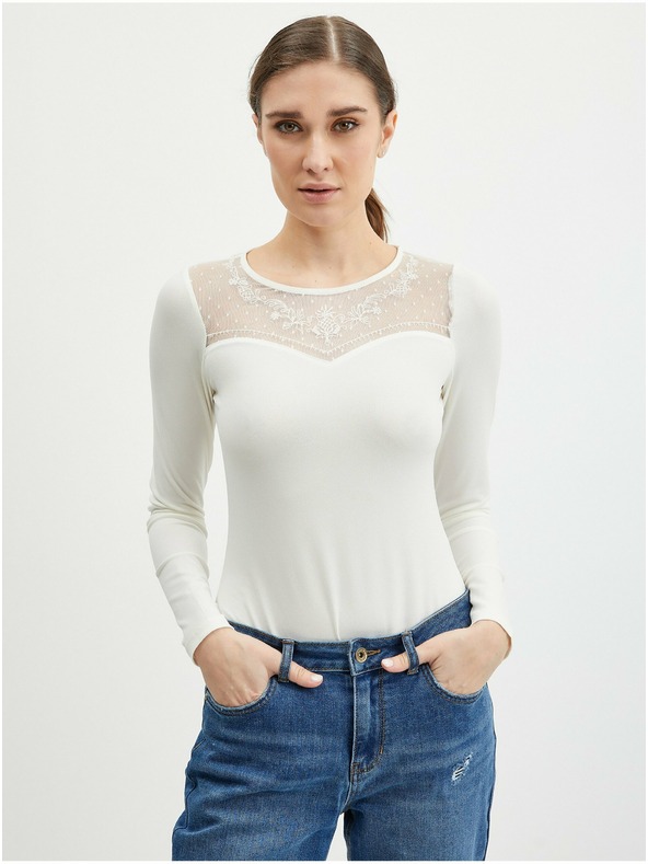 Orsay Кремаво дамско боди с дантела ORSAY