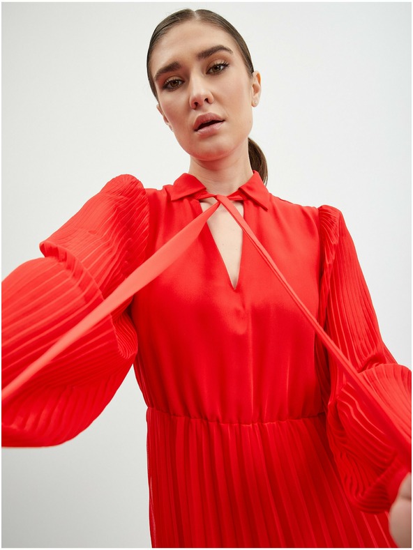 Orsay Червена дамска плисирана миди рокля ORSAY