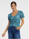 Orsay Син дамски топ на цветя ORSAY
