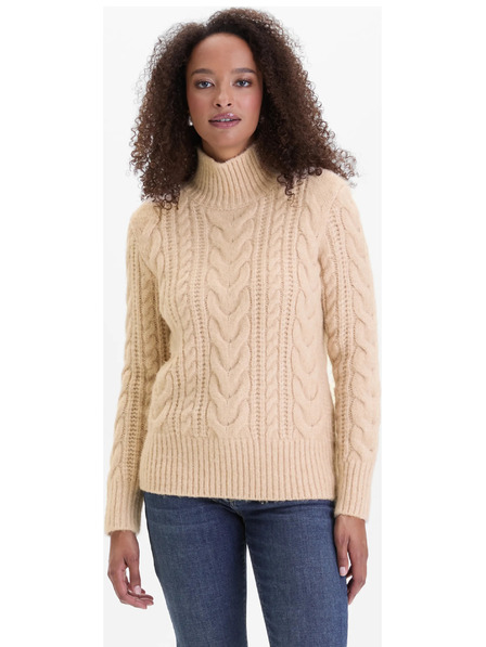 Orsay Бежов дамски пуловер с висока яка ORSAY