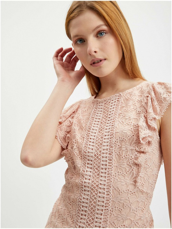 Orsay Светлорозова дамска дантелена блуза ORSAY