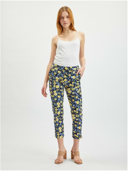 Orsay Жълто-син дамски къс панталон на цветя ORSAY