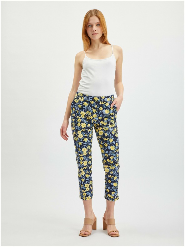 Orsay Жълто-син дамски къс панталон на цветя ORSAY