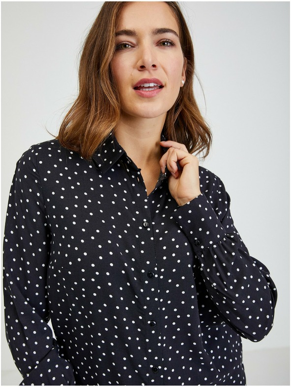 Orsay Черна дамска на точки риза ORSAY