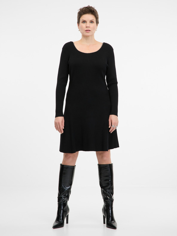 Orsay Черна дамска рокля с дължина до коляното ORSAY