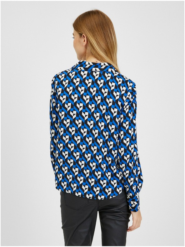 Orsay Черно-синя дамска блуза с десен ORSAY