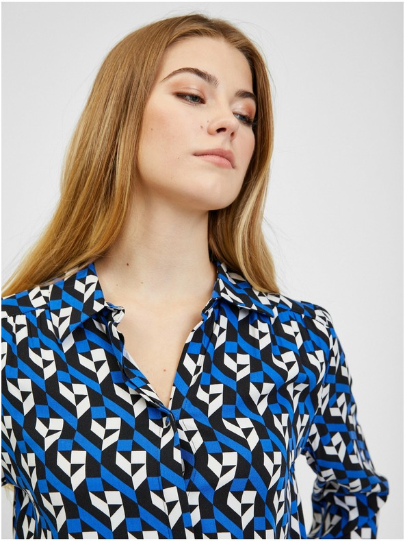 Orsay Черно-синя дамска блуза с десен ORSAY