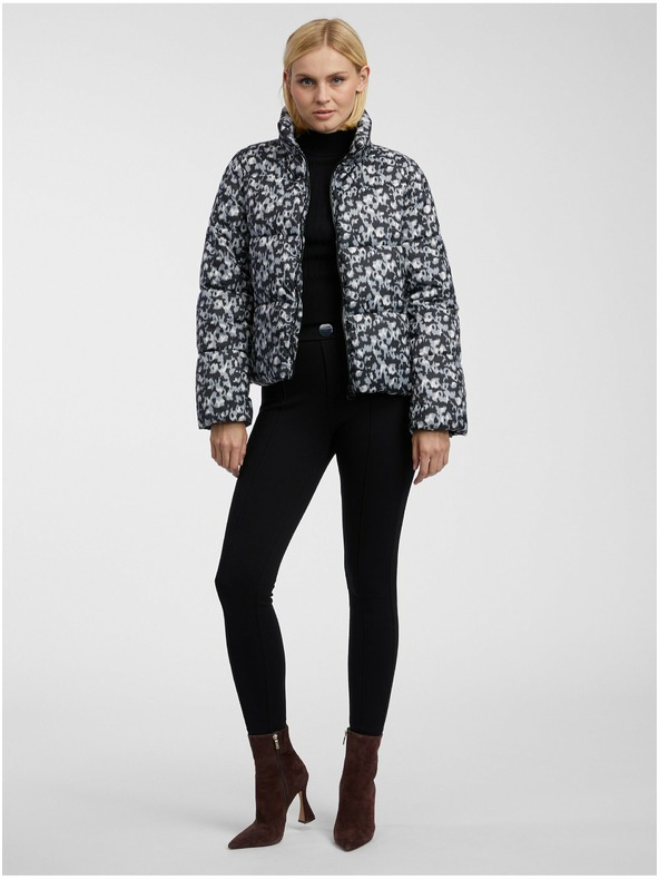 Orsay Сиво-черно дамско ватирано яке с десен ORSAY