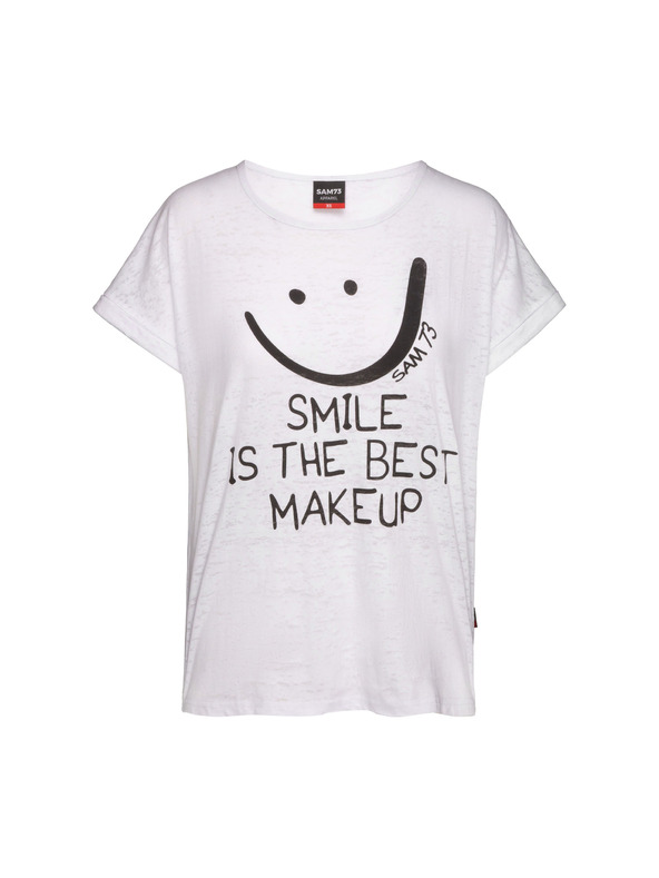 Sam 73 Бяла дамска тениска с щампа SAM 73