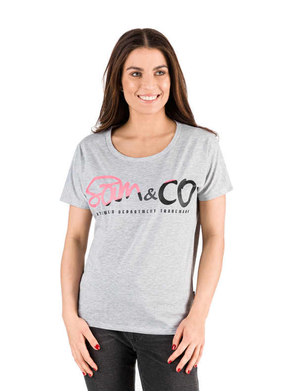 Sam 73 Сива дамска тениска с принт SAM 73