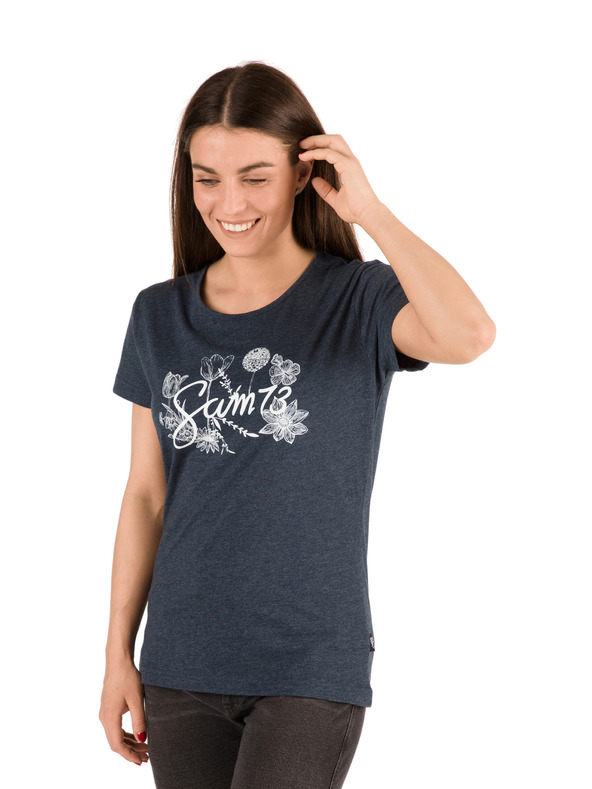 Sam 73 Тъмно синя дамска тениска с щампа SAM 73