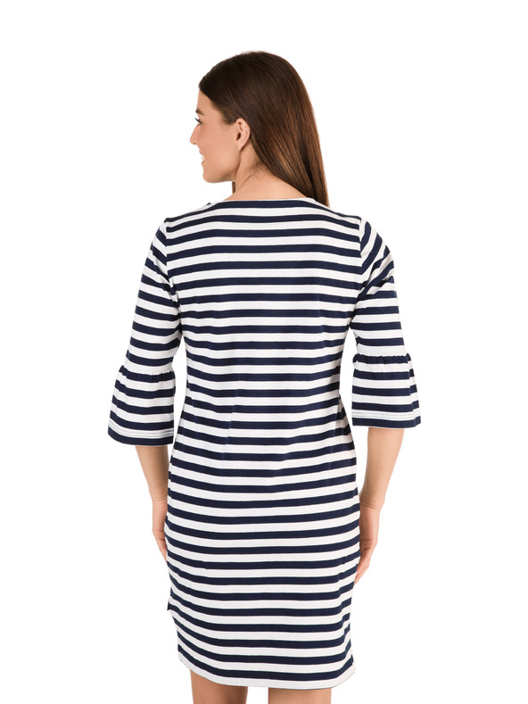 Sam 73 Бяло-синя дамска рокля на райета SAM 73