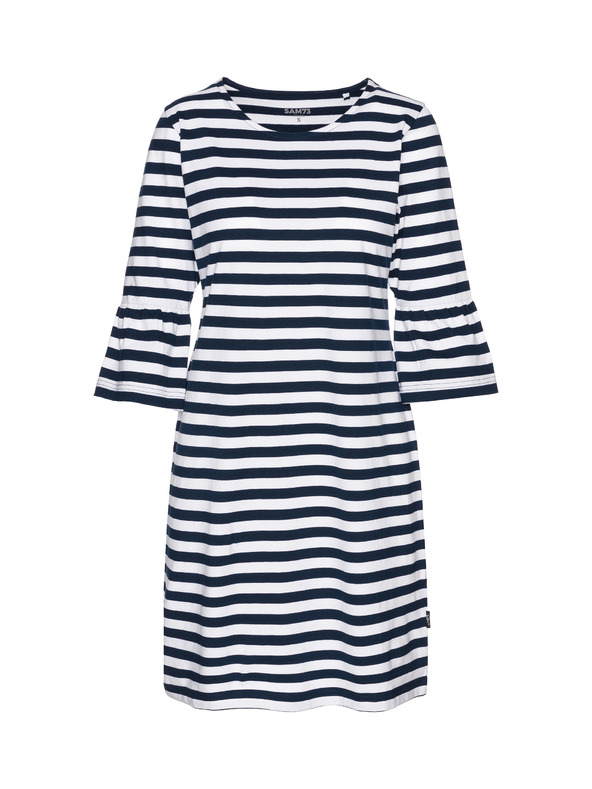Sam 73 Бяло-синя дамска рокля на райета SAM 73