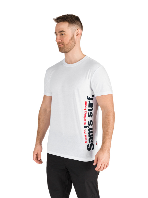 Sam 73 Бяла мъжка тениска с щампа SAM 73