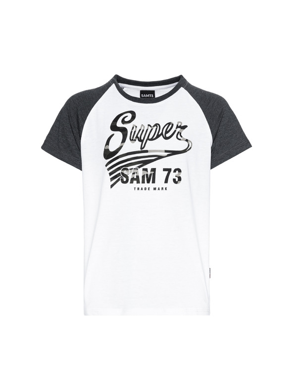 Sam 73 Черно-бяла тениска за момчета с щампа SAM 73