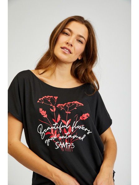 Sam 73 Черна дамска тениска с щампа SAM73 Circinus