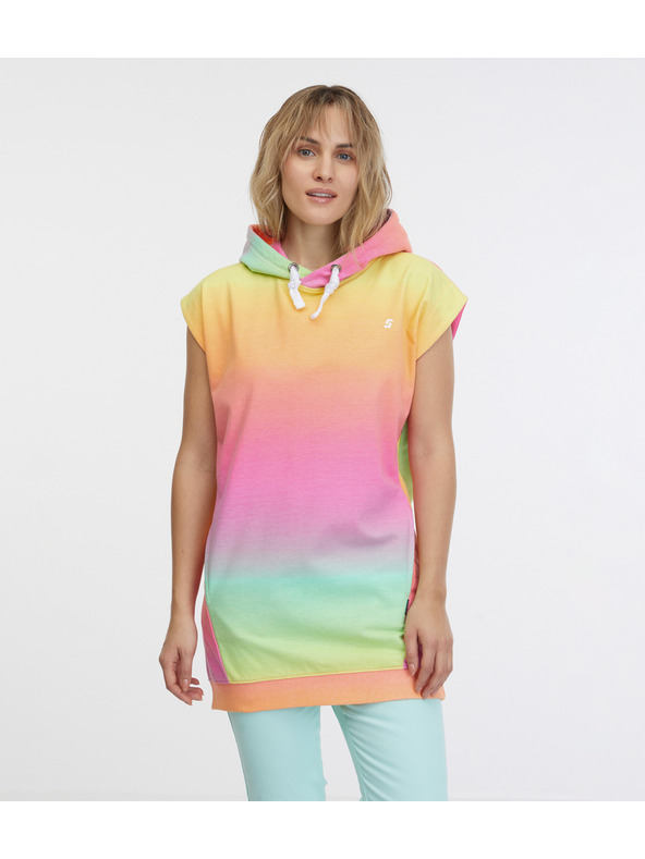 Sam 73 Жълто-розов дамски суитшърт с къс ръкав SAM 73 Mabel