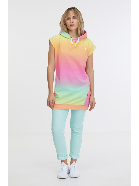 Sam 73 Жълто-розов дамски суитшърт с къс ръкав SAM 73 Mabel