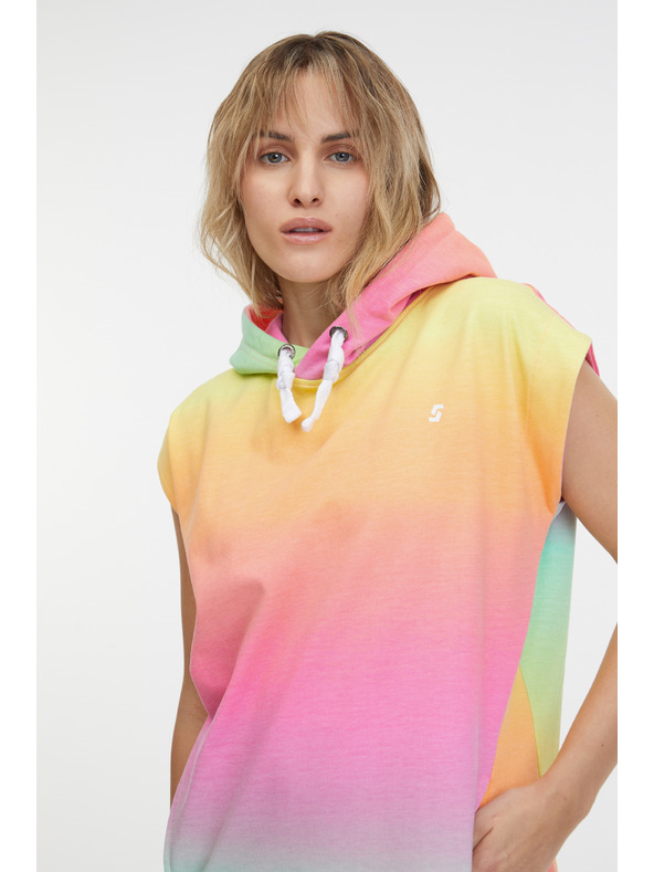 Sam 73 Жълто-розов дамски суитшърт с къс ръкав SAM 73 Mabel