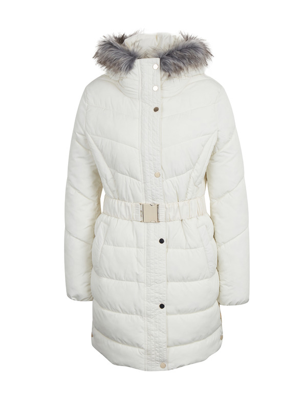 Orsay Кремаво дамско ватирано палто с изкуствена кожа ORSAY