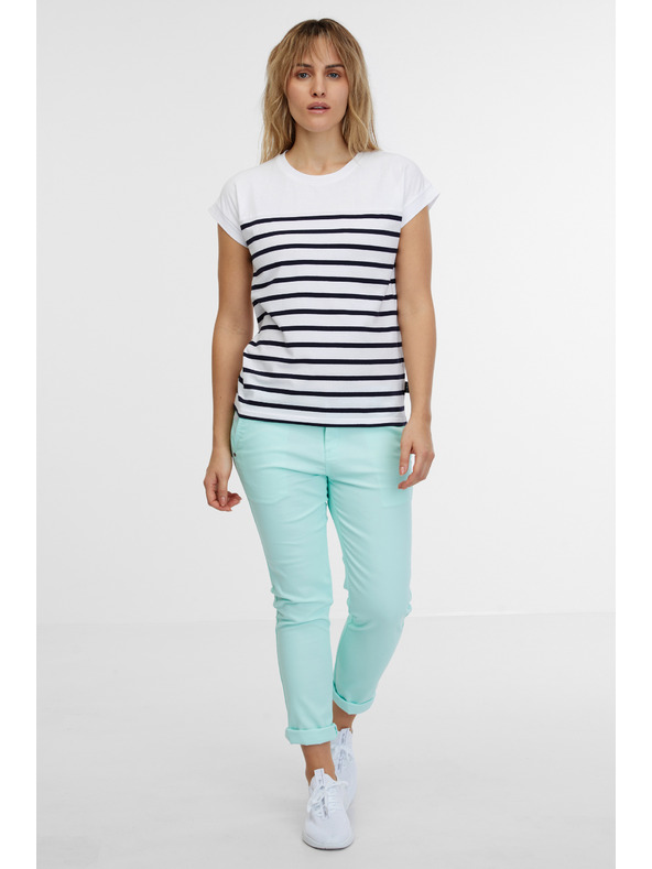 Sam 73 Бяла дамска тениска на райета SAM 73 Mercedes