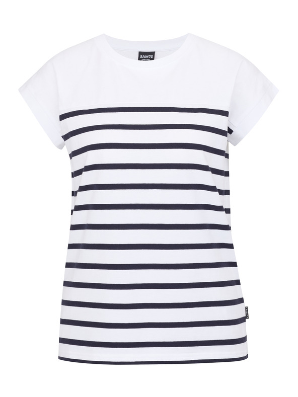 Sam 73 Бяла дамска тениска на райета SAM 73 Mercedes