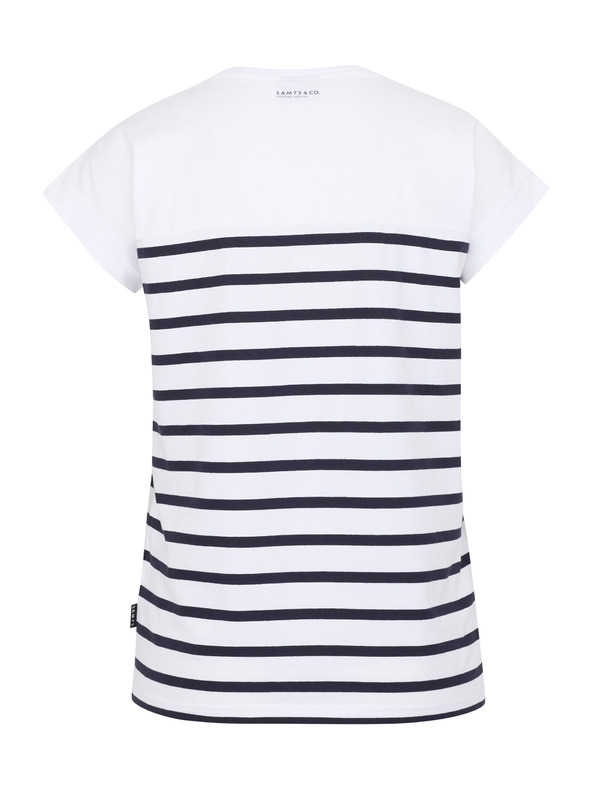 Sam 73 Бяла дамска тениска на райета SAM 73 Mercedes