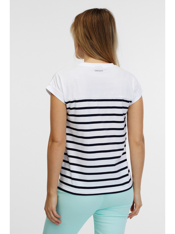 Sam 73 Бяла дамска тениска на райета SAM 73 Mercedes